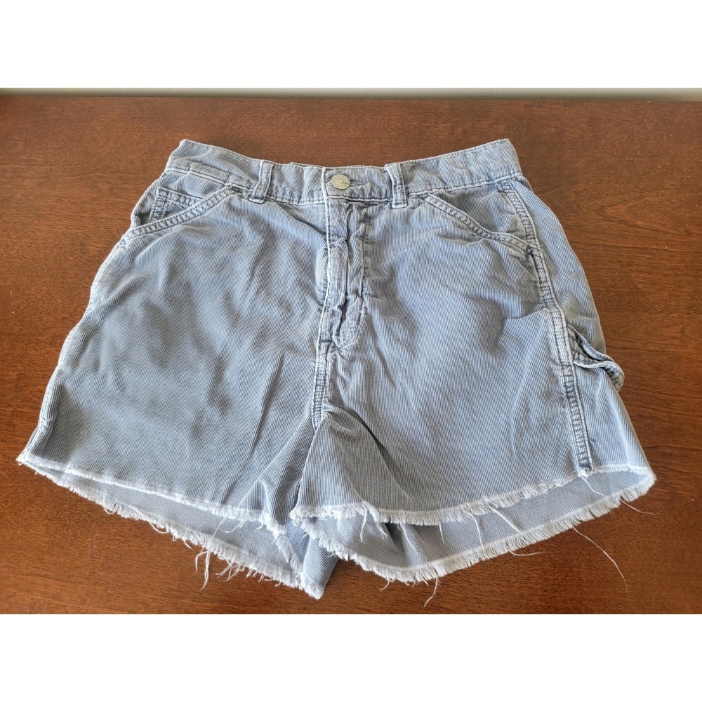 American Eagle Women's Blue Gray Corduroy Carpenter Shorts Cut-off Size 0 2.5"